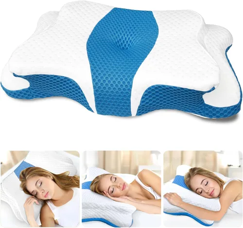 Miniatura 23 de CHxxy Almohada de espuma viscoelástica, almohada cervical para aliviar el dolor de cuello y hombros, almohada ergonómica de contorno para cama