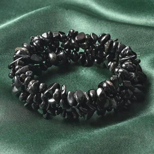 Miniatura 5 de SHOP LC DELIVERING JOY Pulsera de chips de turmalina negra para mujer, joyería elástica, regalos de cumpleaños, Gema, Turmalina