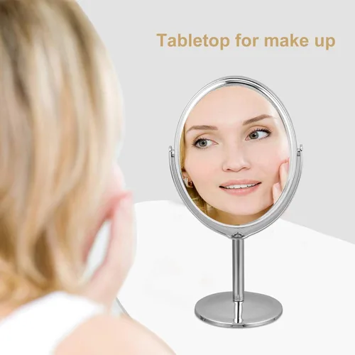 Miniatura 2 de Espejo giratorio de escritorio para baño, espejo cosmético con aumento, espejo de tocador con soporte, espejo giratorio giratorio de doble cara