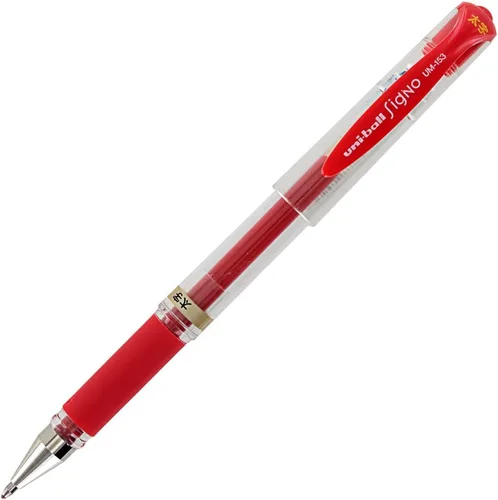 Miniatura 2 de Pluma de punta rodante Uni-Ball Signo UM-153, tinta de gel, con Punta amplia, de 1.0 mm, paquete de 3 unidades, Tinta roja