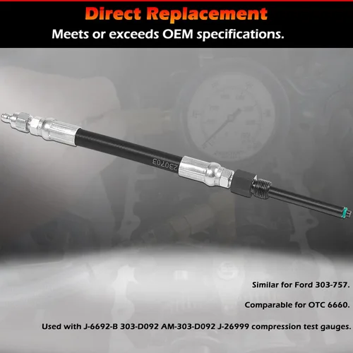 Miniatura 4 de Adaptador de medidor de compresión 6660 Perfectamente compatible con motores diésel Ford 6.0L 6.4L VT365 Powerstroke de 2003-2006, similar al 303-757
