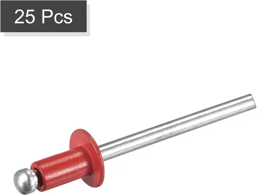 Miniatura 3 de uxcell Remaches ciegos de aluminio, 0.157 in x 0.236 in (5/32 pulgadas x 15/64 pulgadas), remache de extremo abierto, cabeza redonda plana para unir