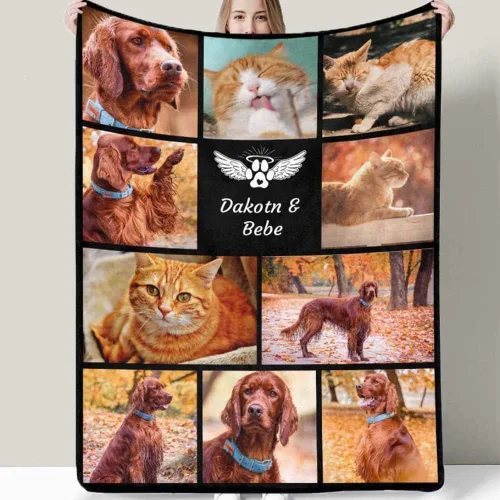 Miniatura 2 de Manta personalizada con texto fotográfico, manta personalizada para bebé, madre, padre, amigos, amantes, perro, gato, mascota regalo