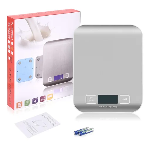 Miniatura 8 de Báscula digital de envío, panel de acero inoxidable, precisa de 5 kg/1 g, portátil, para paquetes, negocios pequeños, cocina, alimentos, artículos