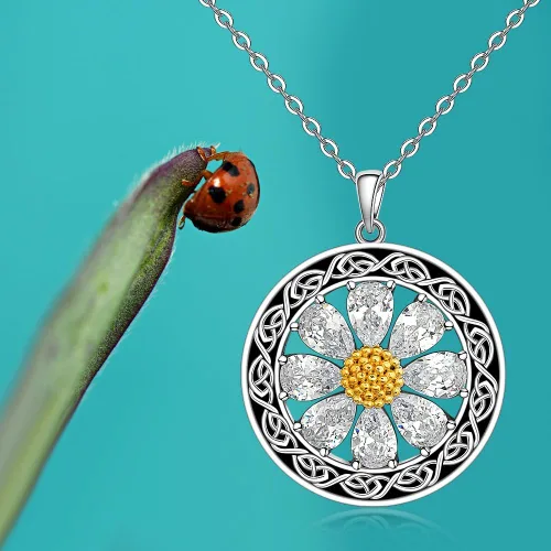 Miniatura 7 de Talonior Daisy Necklace Axolotl Moth Cat Raccoon Cardinal Necklaces Snowflake Four Leaf Clover Necklace Christmas Santa Claus Pendant for Women