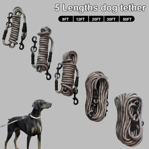 Miniatura 6 de BTINESFUL Correa de Amarre para Perro, Cuerda de Control Correa de Cuerda Larga, 8ft 12ft 20ft 30ft 50ft 75ft Correa para Perros de Patio - Perros