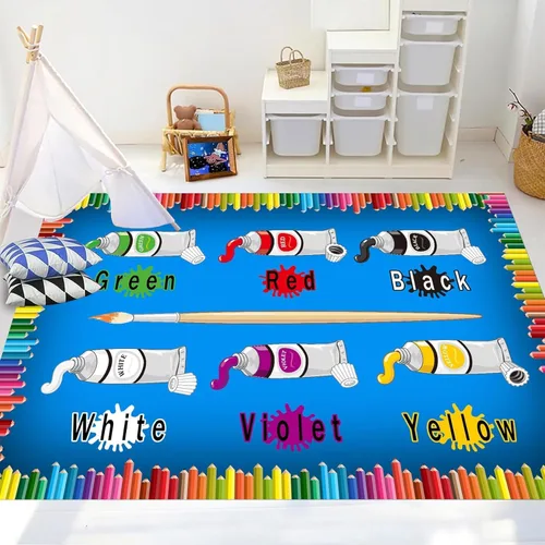 Miniatura 10 de ABC - Tapete de aprendizaje infantil de 2 x 3 pies, rectangular, antideslizante, lavable a máquina, para sala de estar, dormitorio, aula, cuarto