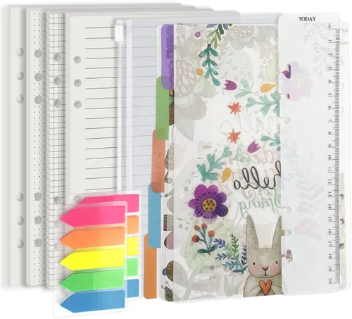 Kit de papel de recarga A5, 160 páginas de inserciones para cuaderno Filofax de 6 agujeros JournalDot Line Grid en blanco, 100 GSM, con accesorios