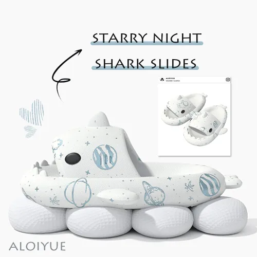 Miniatura 2 de Aloiyue Sandalias de tiburón para verano, lindas pantuflas de tiburón de dibujos animados para mujeres y hombres, antideslizantes, puntera abierta