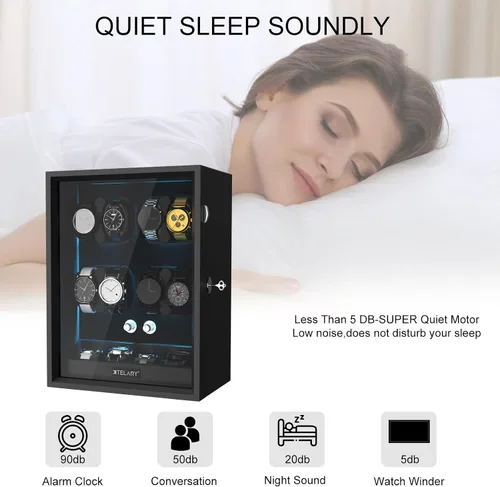 Miniatura 5 de Enrollador de reloj para relojes automáticos 68, bobinadoras automáticas con bloqueo con 4 almacenes de relojes adicionales, 4 modos de rotación