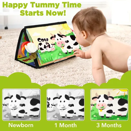 Miniatura 4 de URMYWO Tummy Time Toys - Black and White High Contrast Baby Toy for Newborn - Baby Visual Stimulation Mirror - Montessori Sensory Crinkle Toy for