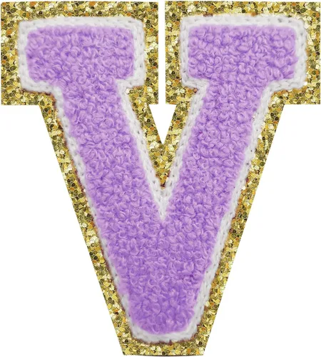 Miniatura 75 de Parches de letras termo-adhesivas de felpilla para chaquetas, parches de letras universitarias con brillantina para planchar en la letra azul A