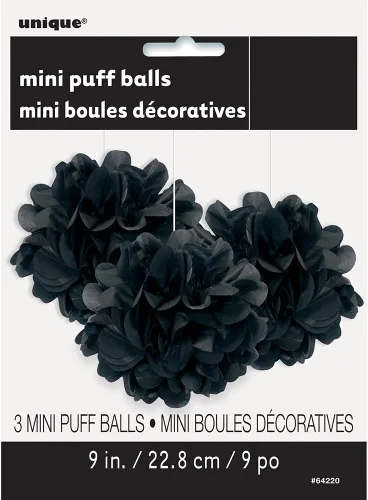 Miniatura 2 de Mini decoración de papel de hojaldre negro (3 unidades) – Material llamativo y de alta calidad – Perfecto para eventos y decoración de fiestas