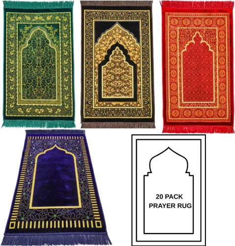 Miniatura 19 de Alfombra de oración – Alfombra turca Janamaz Sajada de felpa suave para hombres y mujeres, alfombrilla de oración lisa y sólida, regalo de Ramadán