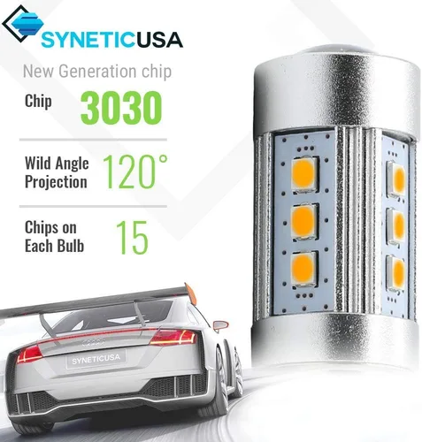 Miniatura 2 de Syneticusa 1157 - Bombillas LED para luz de señalización frontal y trasera sin errores, luz de estacionamiento, color amarillo y ámbar