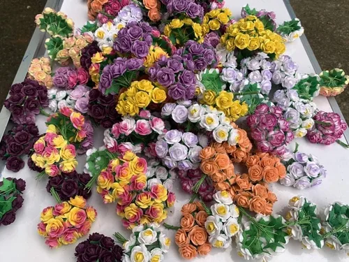 Miniatura 8 de 50 mini rosas de papel de morera hechas a mano, 0.709 in, flores de papel de morera, álbumes de recortes, boda, manualidades, bricolaje