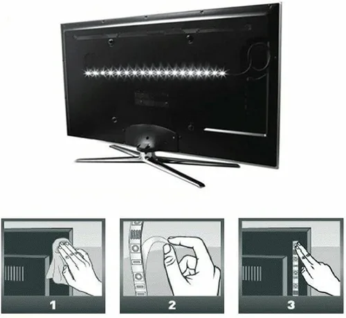 Miniatura 7 de ausuky Tira de luz LED USB de 5 V, lámpara de retroiluminación de TV blanca, cable de cinta flexible autoadhesiva (blanco cálido, 19.7 in, 30 leds)