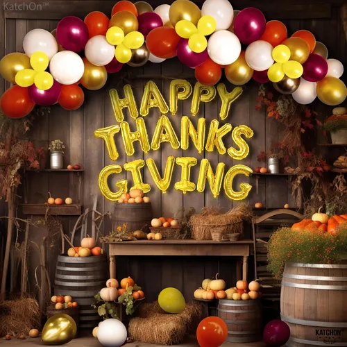 Miniatura 4 de KatchOn Juego de globos y pancartas de Happy Friendsgiving – Grande de 16 pulgadas, paquete de 3 Globos de pavo y calabaza Cartel de regalo