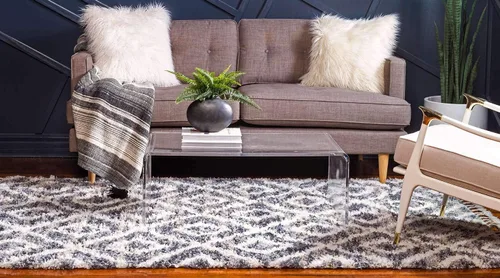 Miniatura 3 de Unique Loom Hygge Shag Collection - Alfombra de área de diamante (4 pies 1 pulgada x 6 pies 1 pulgada, rectangular, gris/beige)
