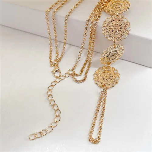 Miniatura 4 de Asphire Cadena de cuerpo de moneda bohemia sexy, collar de espalda sexy, accesorios de playa para mujer, arnés en capas, cadena de bikini