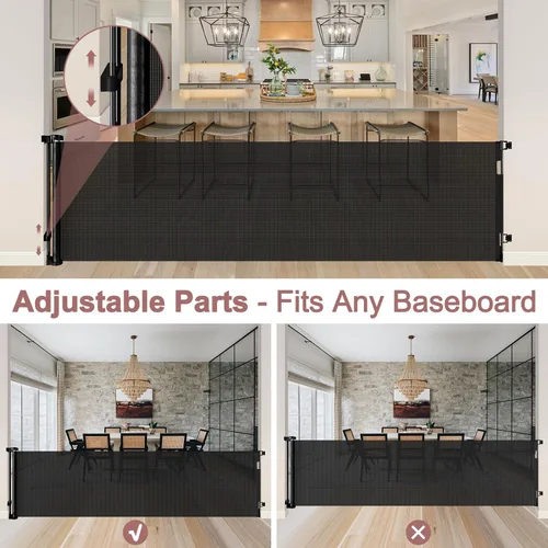 Miniatura 6 de Puerta de Bebé Retráctil Extra Ancha de 85 Pulgadas para Interiores, Puerta de Bebé Extra Larga para Exteriores, Puerta Extra Grande para Perros