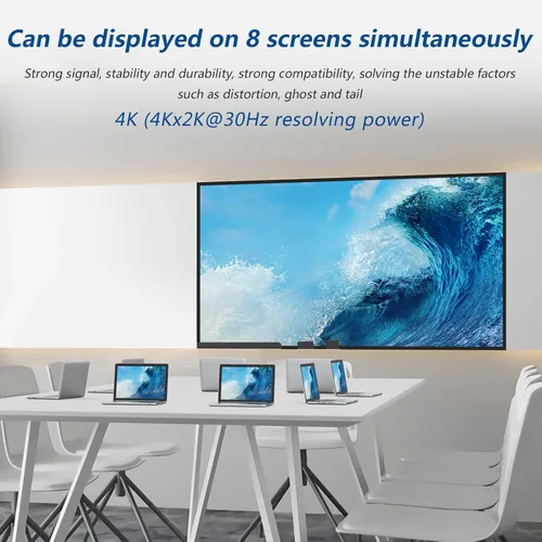 Miniatura 6 de ICUIXIAN Divisor HDMI 4K 1x8 1 en 8 salidas 4K30Hz, divisor HDMI de 8 puertos para múltiples monitores salidas 4Kx2K @30Hz y 3D, divisores HDMI