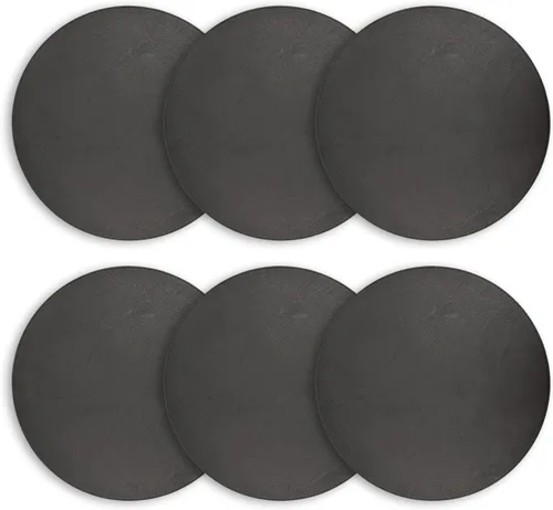 Miniatura 2 de Juego de 6 manteles individuales redondos de piel sintética de 15 pulgadas para comedor, resistentes al calor y antideslizantes, lavables, Negro