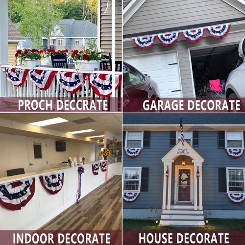 Miniatura 7 de Bandera americana plisada de 3 x 6 pies (juego de 4) – Banderines patrióticos de Estados Unidos para decoración del Día de los Caídos y 4 de Julio