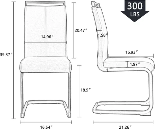 Miniatura 3 de Juego de 6 sillas de comedor modernas, de piel sintética, con respaldo alto, elegantes sillas sin brazos con tubo en forma de C, patas de metal