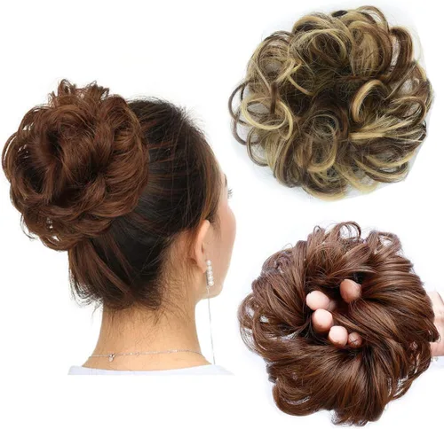 Miniatura 10 de Cabello sintético despeinado, grueso, extensiones para coleta, cabello recogido