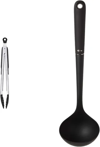 OXO Good Grips - Pinzas de 12 pulgadas con cabezales de nailon y cucharón de nailon Good Grips, color negro, talla única