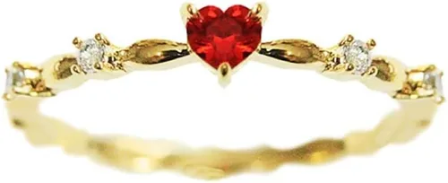 Plata de ley 925 con forma de corazón brillante con circonita cúbica Anillos de chapado en oro Anillos de diamantes rojos para mujeres Hallazgos de