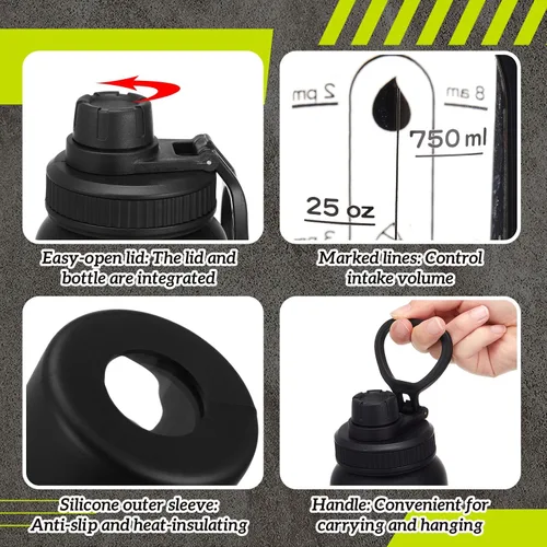 Miniatura 4 de LemonRoad Paquete de 2 botellas de vidrio grandes de 34 oz/1 L con bola mezcladora 304SS, juego de tazas mezcladoras para mezclas de proteínas