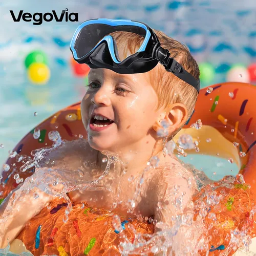 Miniatura 6 de VegoVia Gafas de natación para niños con cubierta para la nariz, antiempañamiento de visión amplia, máscara de natación transparente para niños