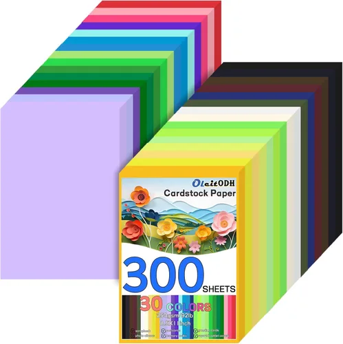 Cartulina de Colores a Granel 300 hojas, 8.5" x 11" Cartulina de 30 Colores Surtidos Papel de Construcción, 250 GSM Cartulina Papel de Impresora