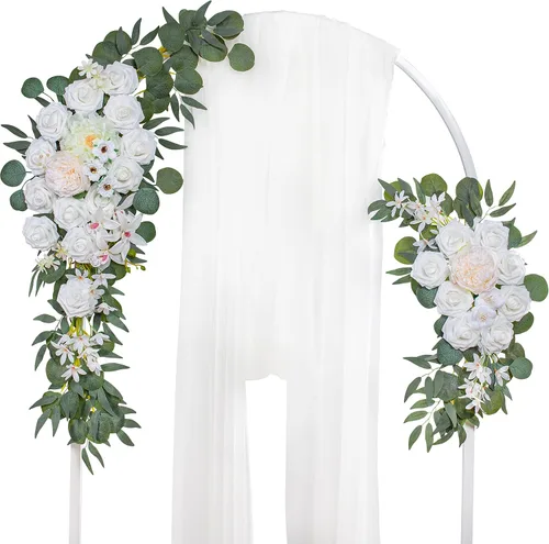Miniatura 11 de Lisuun Flores de arco de boda, flores artificiales para decoración, guirnalda de flores grandes para estilos bohemios, decoración floral