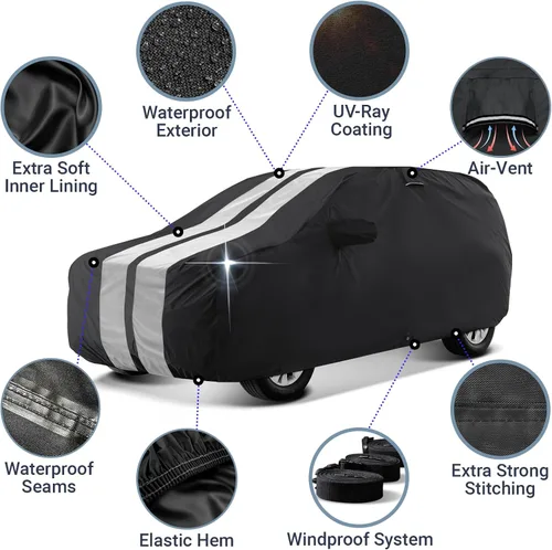 Miniatura 3 de iCarCover Premium Plus Cubierta impermeable para SUV para todo tipo de clima, cubiertas de coche con protección UV para Blazer K5, LR3, LR4, Tahoe