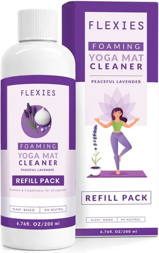 Miniatura 8 de Flexies Kit de limpieza de esterilla de yoga – Spray de esterilla de yoga a base de espuma con cepillo suave y paño de microfibra Esenciales