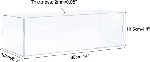 Miniatura 2 de MECCANIXITY Vitrina de acrílico Caja de plástico transparente montar escaparate a prueba de polvo 14x6.3x4.1 pulgadas para artículos coleccionables