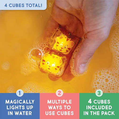 Miniatura 2 de Glo Pals x Daniel Tiger's Neighborhood - Juguete de baño activado por agua con 4 cubos reutilizables iluminados para juegos sensoriales (solo cubos)