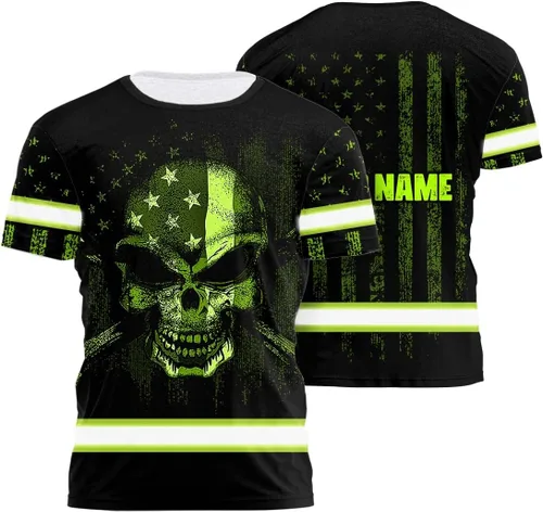 Miniatura 15 de Camisa de alta visibilidad para hombre, camisetas de seguridad reflectantes con la bandera de EE. UU., nombre personalizado para corredores