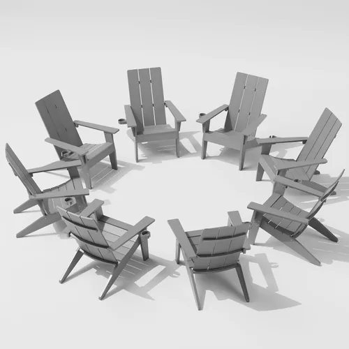 Miniatura 28 de MXIMU Silla Adirondack moderna resistente a la intemperie con portavasos, sillas de gran tamaño para hogueras Adorondic de plástico al aire libre