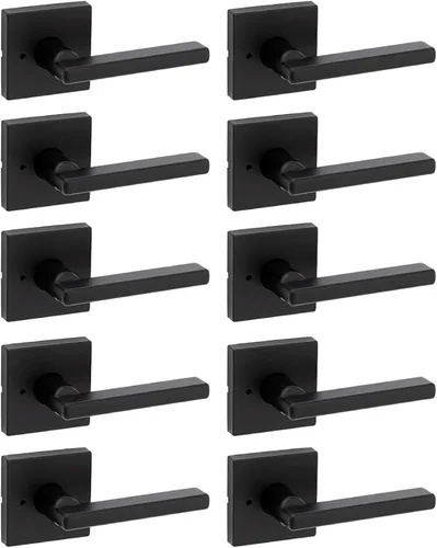 Miniatura 40 de Kwikset Halifax Manija interior de puerta de privacidad con cerradura, manija de puerta para baño y dormitorio, cerradura de botón de presión sin