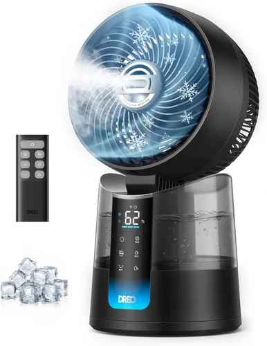 DREO TurboCool Ventilador de nebulización 516, oscilación omnidireccional de 150°+30°, ventiladores de refrigeración que soplan aire frío caída de 5