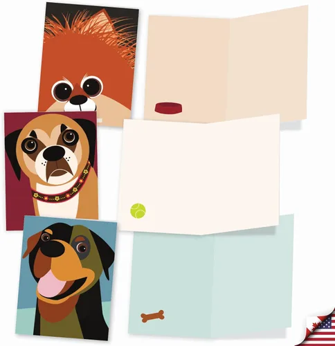 Miniatura 3 de The Best Card Company - 10 tarjetas de perro en blanco surtidas (4 x 5.12 pulgadas) - Adorables tarjetas de notas de animales en caja para todas