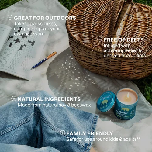 Miniatura 5 de Cliganic Vela repelente de mosquitos natural (grande de 22 onzas), citronela, sin DEET, aceite esencial infundido para exteriores, campamento, quema