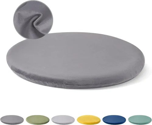 Miniatura 10 de Cojín redondo para silla de 13 pulgadas, cojín de asiento de espuma viscoelástica desmontable, cojín de taburete circular, almohadilla Azul marino