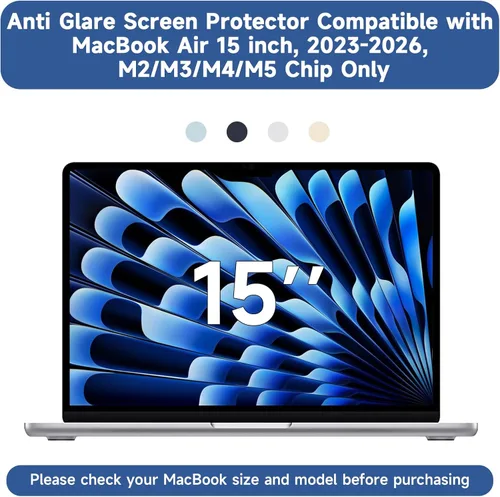 Miniatura 6 de Paquete de 2 protectores de pantalla compatibles con MacBook Air de 15 pulgadas (M2, M3, M4), película antirreflejos mate antiarañazos para Mac Air