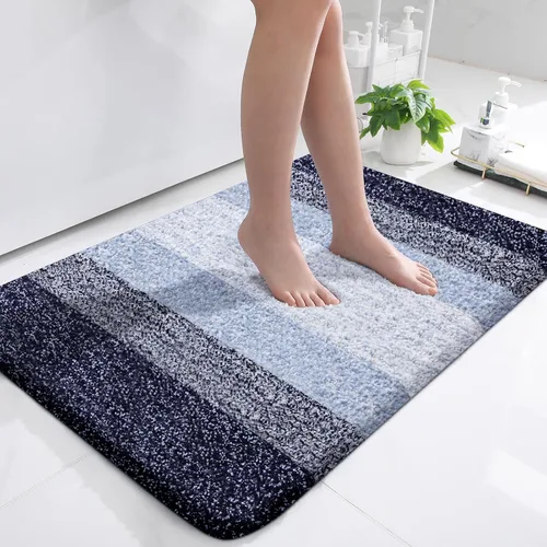 Miniatura 2 de OLANLY Juego de 2 alfombras de baño y alfombras de baño ombré, tamaño 36 x 24 pulgadas y juego de alfombras de baño 30 x 20 + 24 x 20 pulgadas