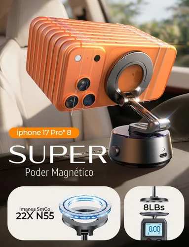 Miniatura 6 de LISEN Soporte de teléfono con succión 2026 Auto Vacuum 3.0, soporte magnético ajustable 360 para tablero de automóvil, accesorios Magsafe